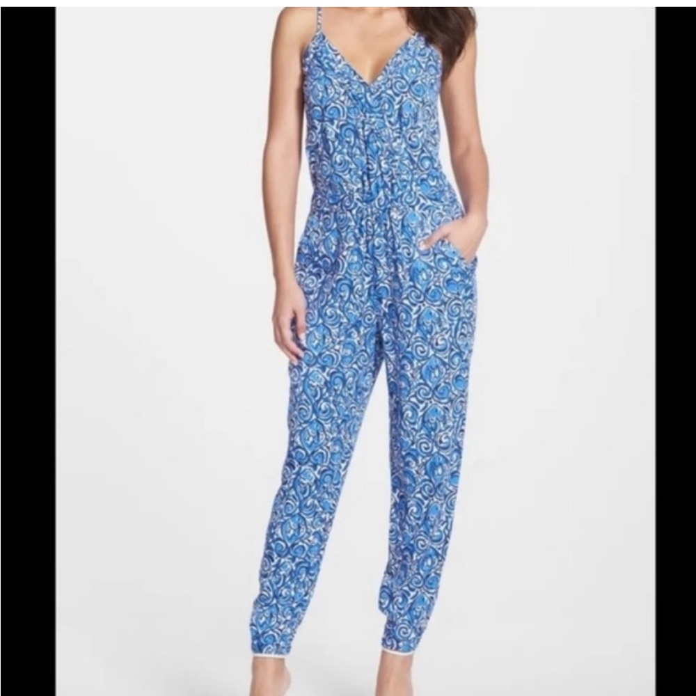 Lilly Pulitzer Melba Jumpsuit One Piece Chasing Tail Indigo Blue Small